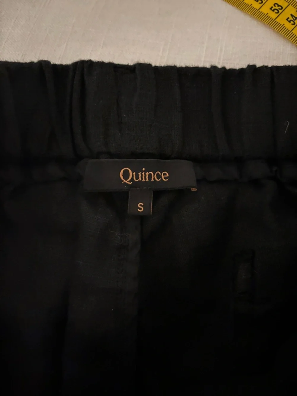 Quince European Linen Black Cropped  Pull-On Pants ankle length